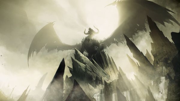 1920x1080 px,digitale kunst,Guild Wars 2,draak,fantasy art,hoorns