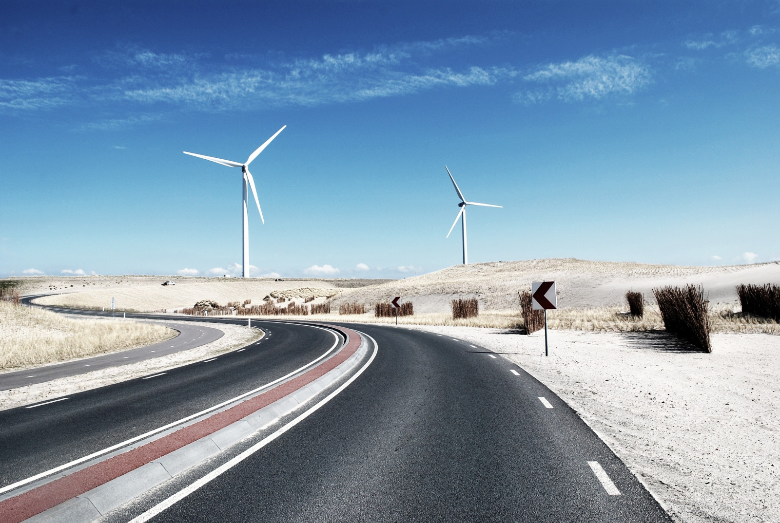 landschap, weg, wind, snelweg, infrastructuur, windmolenpark