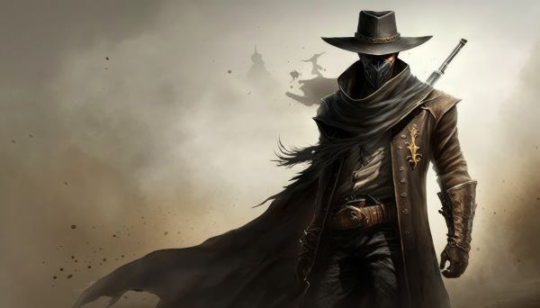 cowboy hatte,ai art,Gunslinger,frakker,støv,hat