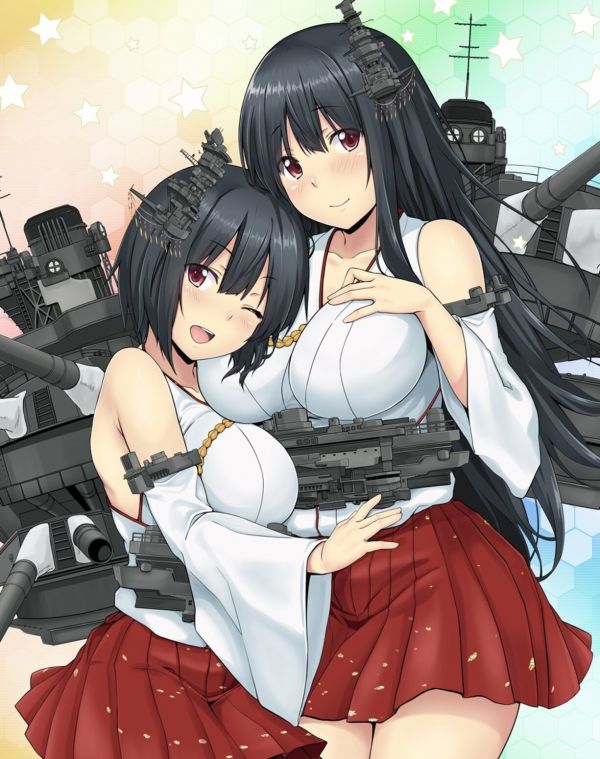 Anime, Anime girls, Kantai Koleksiyonu, Fusou KanColle, göğüsler, Yamashiro KanColle