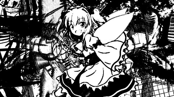 Güneşli süt,anime girl with wings,Anime girls,Tek renkli,mürekkep,Touhou