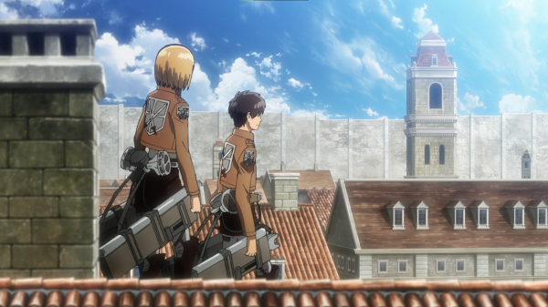 Shingeki no Kyojin,Eren Jeager,langit,awan-awan,Armin Arlert,berambut pirang