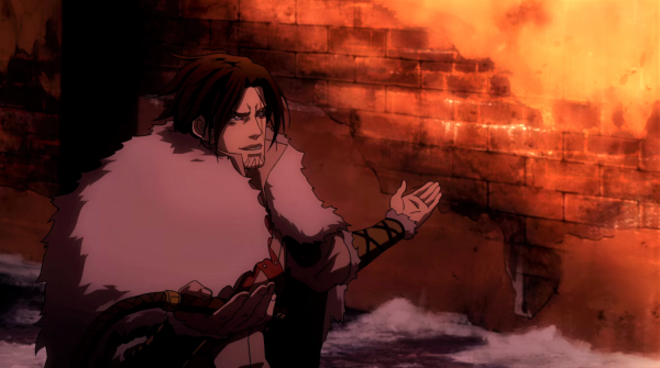 Castlevania anime,Trevor Belmont,слънчева светлина,fur cape,аниме,усмихнати