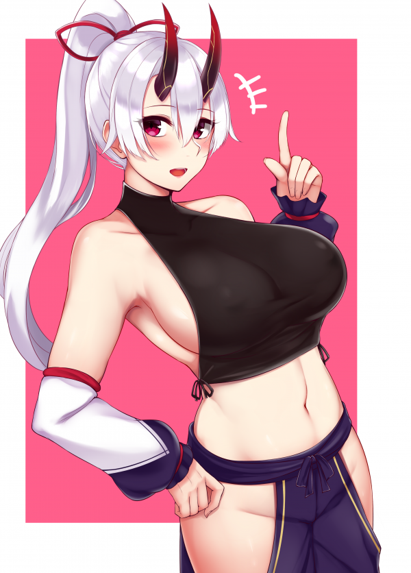 boobs,Hvid baggrund,hårde brystvorter,Fate Grand Order,horn,Tomoe Gozen Fate Grand Order