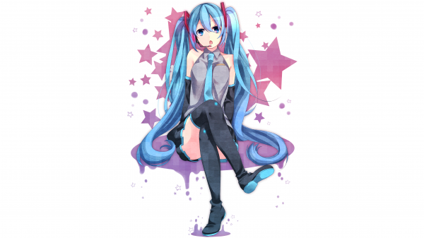 Vocaloid,Hatsune Miku,animemeisjes,eenvoudige achtergrond,blauw haar,lang haar