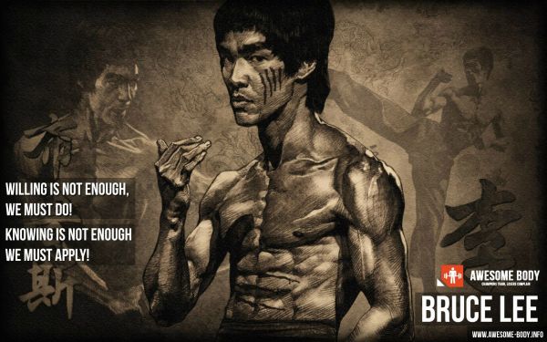 citar, motivacional, Trabajando, Bruce Lee, flaco, póster