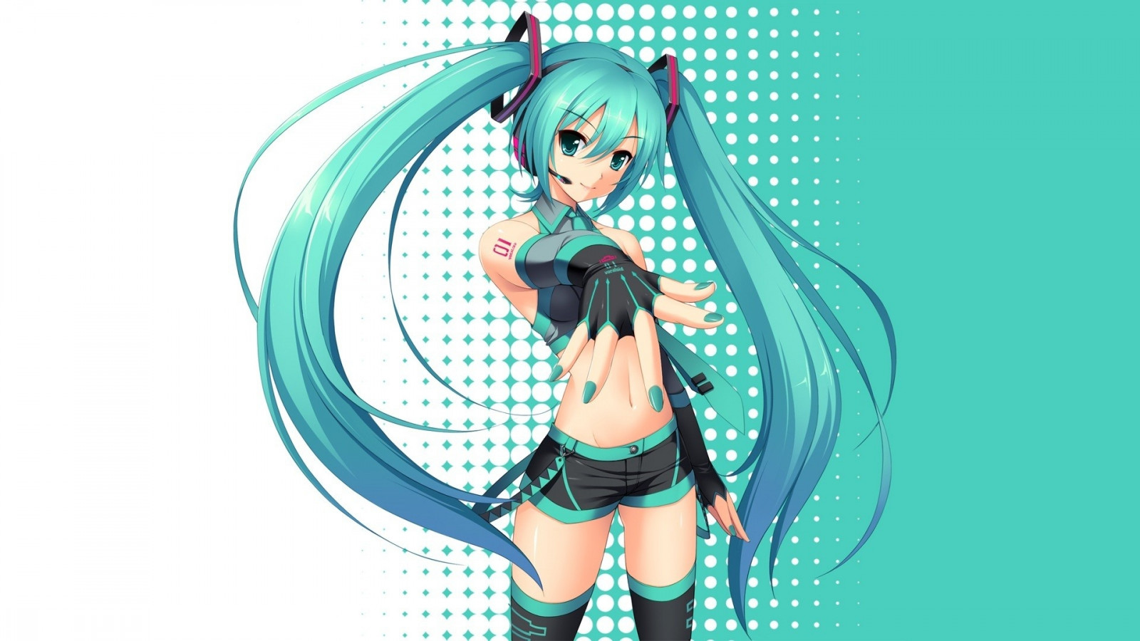 illustration, anime, cartoon, Hatsune Miku, girl, smile, hand, mangaka, dear, headphone