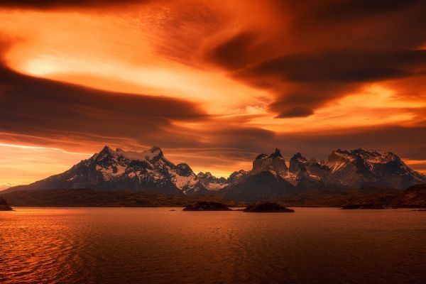 landschap,bergen,zonsondergang,meer,natuur,zee