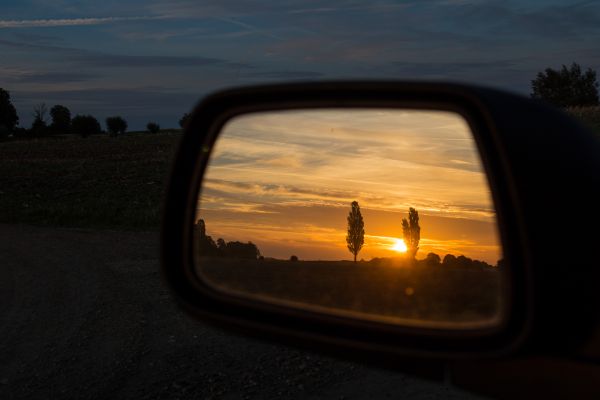 paisaje, coche, luz de sol, puesta de sol, reflexión, cielo