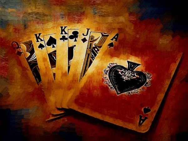 Dead mans hand,KUNST,schilderij,illustratie,rood,poster