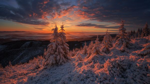 zachód słońca, światło słoneczne, mountain view, Natura, Słońce, krajobraz