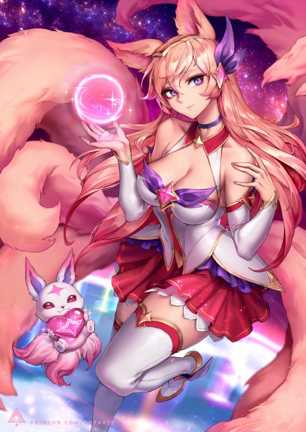 Oopartz Yang, gambar, wanita, Liga legenda, Ahri League of Legends, fox gadis