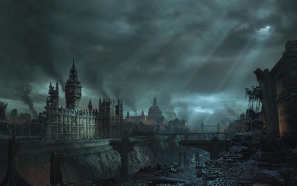 London,video games,cityscape,night,Hellgate London,weather