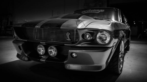 monochrome,car,vehicle,sports car,Ford Mustang,Ford