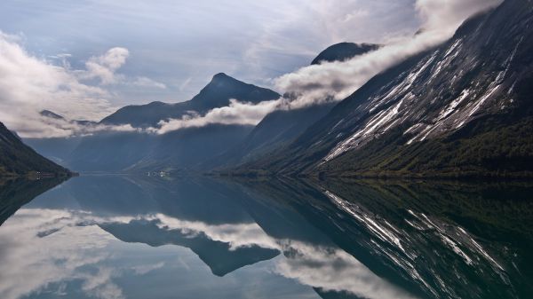 paesaggio,montagne,lago,natura,riflessione,la neve