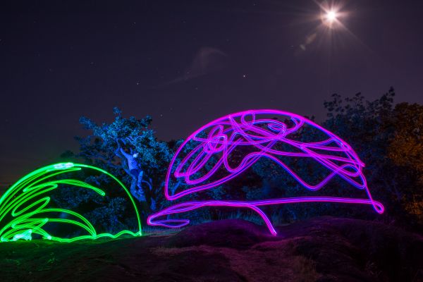 Kanada, lightpainting, abstraktné, ART, jún, noc