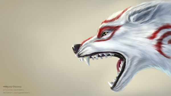 Amaterasu,wolf,simple background