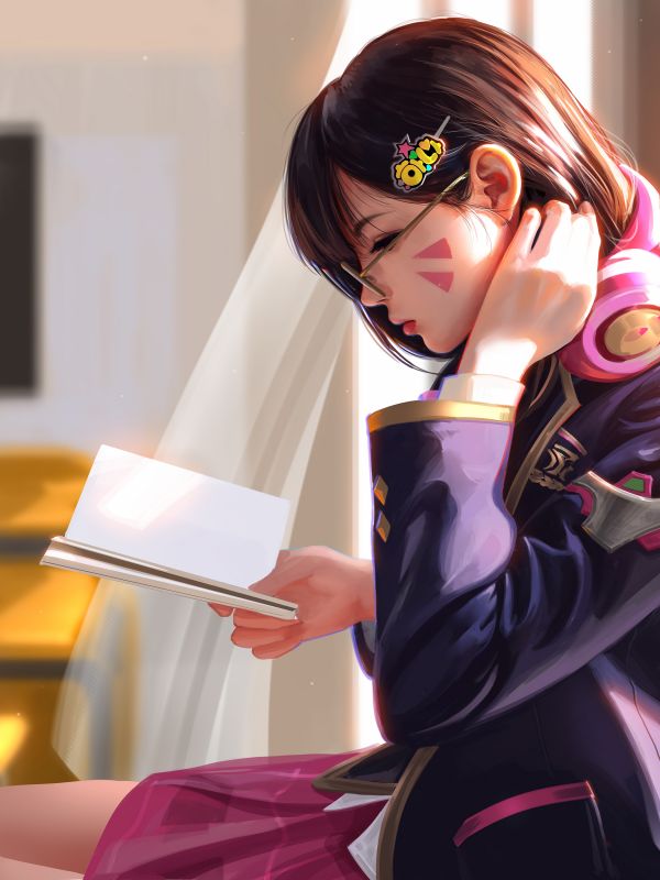 D Va Overwatch, Overwatch, video game karakters, fan art, Computerspellen, brunette