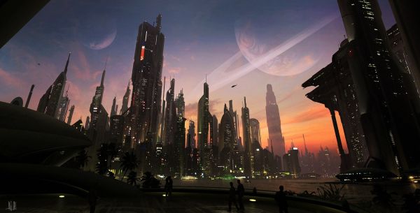 1600x815 px,ville,Paysage urbain,art conceptuel,art numérique,futuriste