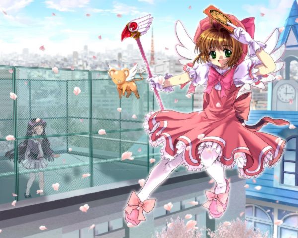 illustration,anime,flyvende,Card Captor Sakura,pige,nuttet