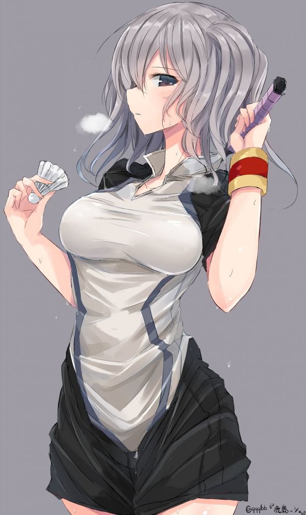 anime,anime jenter,Kantai Collection,Kashima KanColle,tennis,kort hår