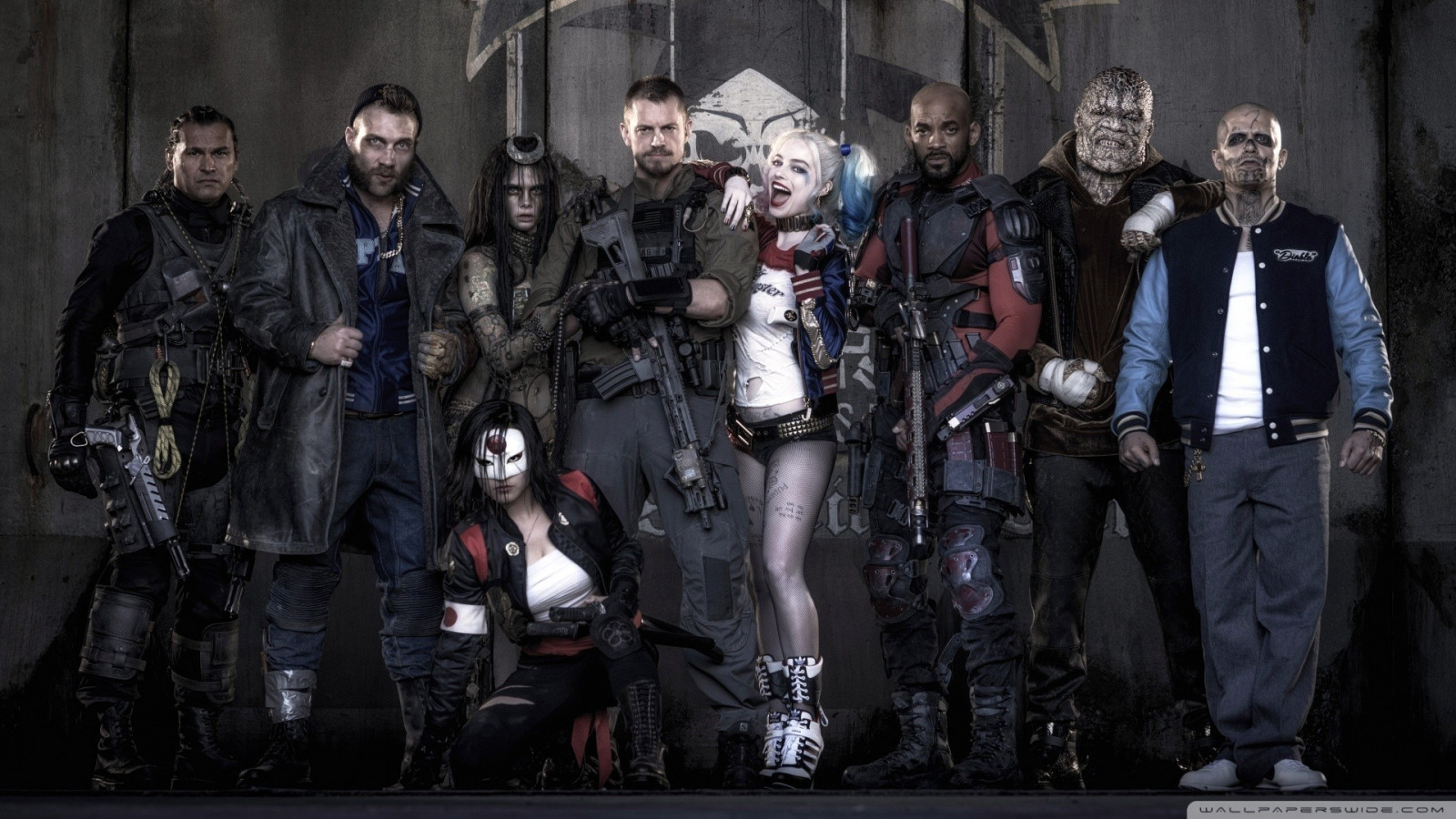 Cara Delevingne, Margot Robbie, katana, DC Comics, Harley Quinn, Suicide Squad, sarjakuvat, diablo, vetosolmu, vaatetus, Killer Croc, Deadshot, Will Smith, Bumerangi, Rick Flag, Lumoojatar, kuvakaappaus, 1920x1080 px, palkkasoturi