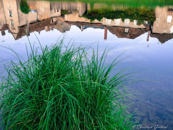 reflexion,flod,riviere,reflet,hus,maison