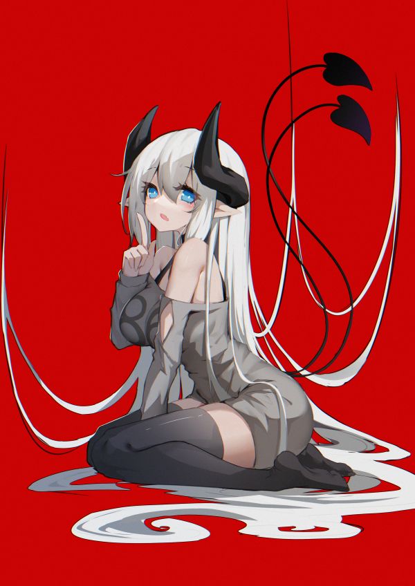 The sound of painting,anime,anime jenter,demon jenter,demon tail,vertikal