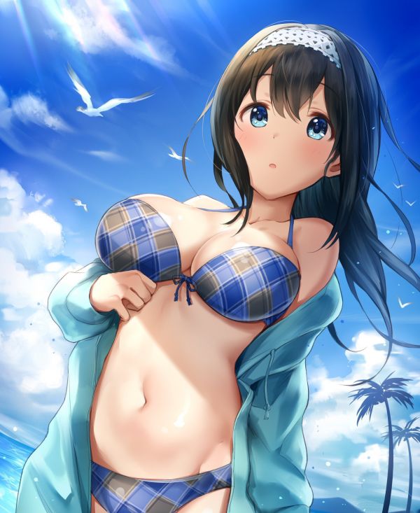 THE email protected Cinderella Girls,THE email protected,anime lányok,kék szemek,Sagisawa Fumika,bikini