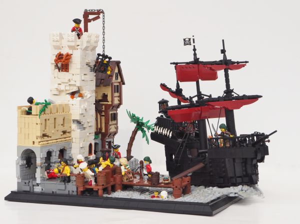 LEGO, pirati, nave, nero, castello, pirata