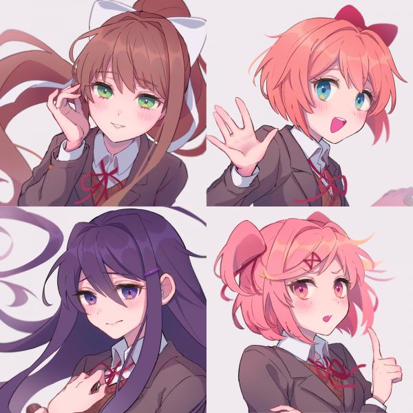 애니메이션,애니메이션 소녀들,Doki Doki Literature Club,Monika Doki Doki Literature Club,Natsuki Doki Doki Literature Club,Sayori Doki Doki Literature Club