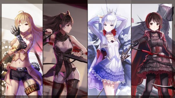 anime, gadis anime, Blake Belladonna, RWBY, Yang Xiao Long, pakaian