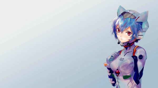 anime lányok,Ayanami Rei,kék haj,anime,plugsuit,sisak