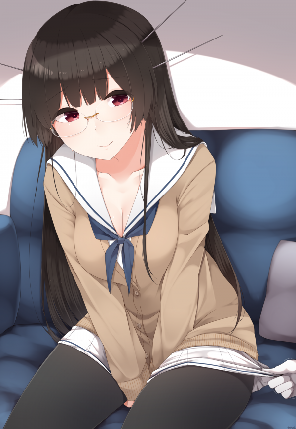 Anime,Filles anime,cheveux longs,brunette,Collection Kantai,Choukai KanColle