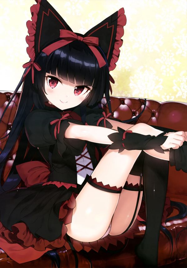 Anime,Anime girls,siyah saç,Rory Mercury,Kapı Jieitai Kanochi nite Kaku Tatakaeri,Lolita modası