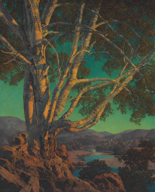 landscape,Maxfield Parrish,oil painting,painting