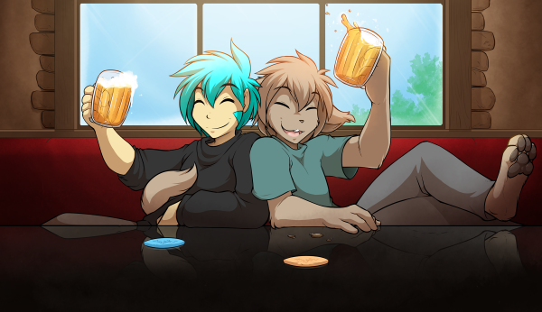 illustratie, anime, spotprent, harige, anthro, bier