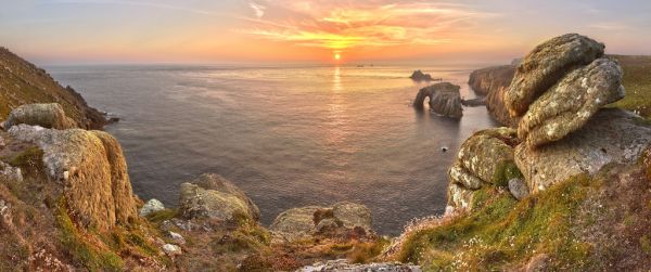 sunset,sea,sky,Sun,panorama,orange