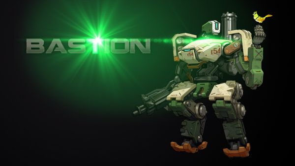 Overwatch,Bastion Overwatch,หุ่นยนต์,ทหาร,สีเขียว,เทคโนโลยี