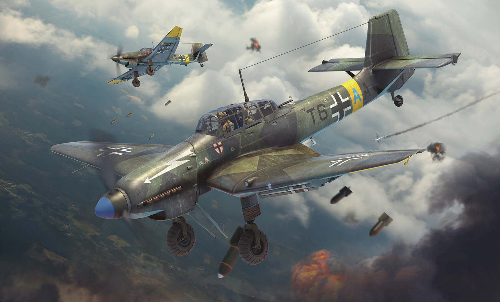 seconda guerra mondiale, guerra, aereo, aereo, world war, Boxart, la pittura, opera d'arte, aeronautica militare, junkers, Luftwaffe, Germania, Junkers Ju 87 Stuka, Dive bombardiere