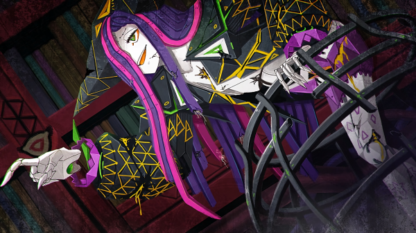 machine,machine girl,purple hair,hair over one eye,damages,giga wrecker