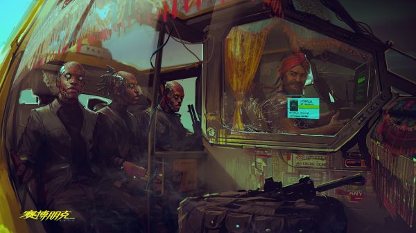 cyberpunk, Cyberpunk 2077, cyborg, Computerspellen, fantasy art, Chinese