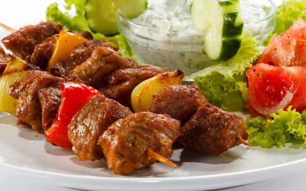 food, meat, barbecue, kebabs, meal, cuisine