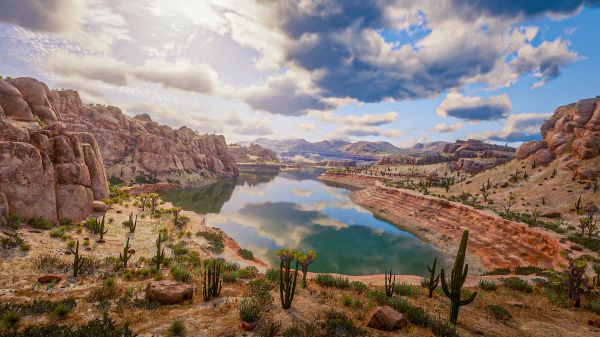 deserto,nuvens,Red Dead Redemption 2,Video Game Art,videogames,Captura de tela