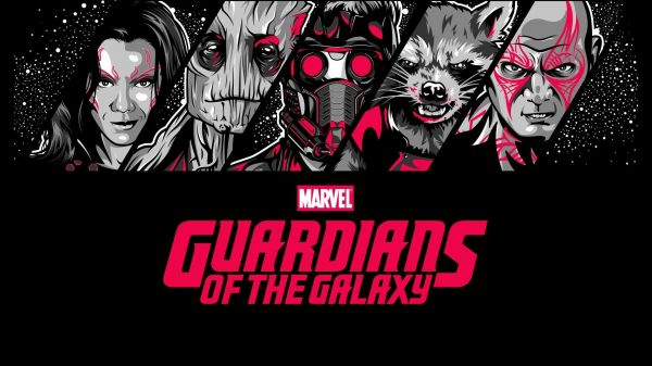 illustratie,Marvel Comics,Gamora,Beschermers van het universum,Groot,Rocket Raccoon