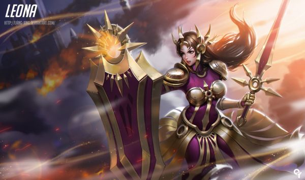 Anime,liên minh Huyền Thoại,Leona League of Legends,tóc dài,Anime cô gái,Brunette