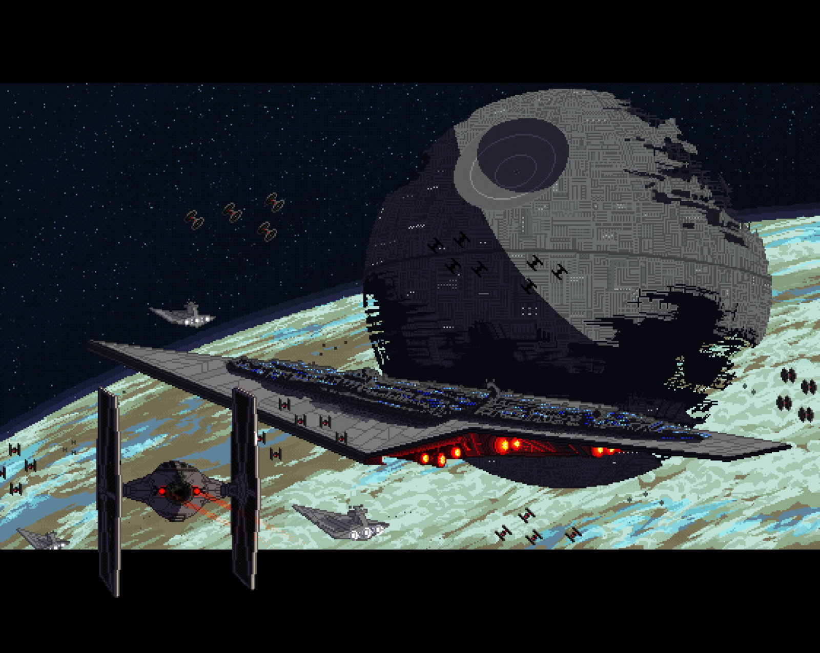 artwork, digitale kunst, Star Wars, Dode ster, pixel art