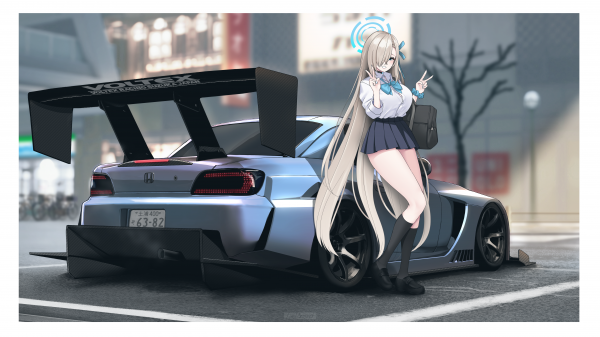 long hair,skirt,blonde,socks,custom,honda s2000