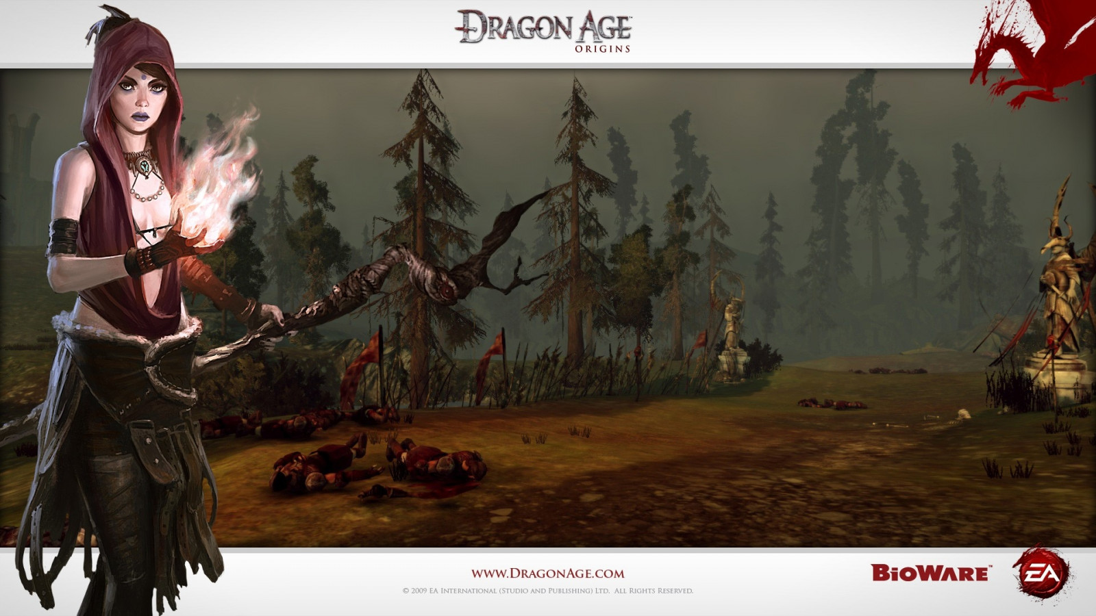 Dragon Age Origins, ragazza, fuoco, Magia, alberi