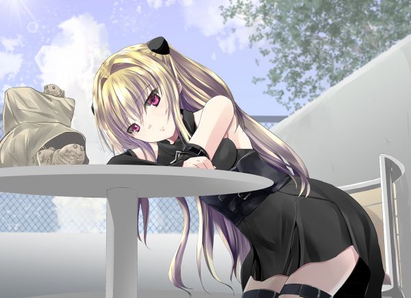 obscurité or,To Love ru,Anime,Filles anime,cheveux longs,blond